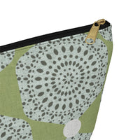 Lace Hexagon Accessory Pouch w T-bottom in Green